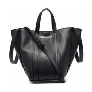 Zwarte Leren Everyday Tote Tas Balenciaga , Black , Dames