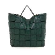 Groene Leren Geweven Tas Campomaggi , Green , Dames