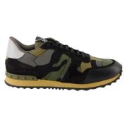 Rockrunner Baskets Groene Leren Sneakers Valentino Garavani , Multicol...