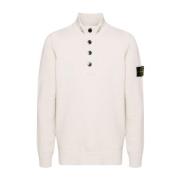 Off-White Gebreide Trui met Kompasbadge Stone Island , White , Heren