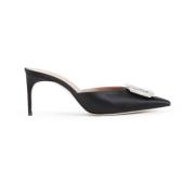 Zwarte Satijnen Muiltjes Hakken Malone Souliers , Black , Dames