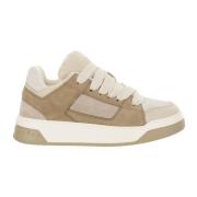 Leren Sneakers met Nubuck Inzetstukken Hogan , Beige , Dames