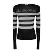 Zwart Wit Transparante Viscose Top Jean Paul Gaultier , Black , Dames