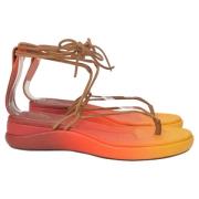 Pre-owned Leather sandals Chloé Pre-owned , Orange , Dames