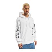 Geborduurde logo hoodie - Relaxte pasvorm Calvin Klein , White , Heren