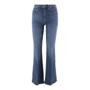 Hoge Taille Flared Hem Denim Jeans Frame , Blue , Dames