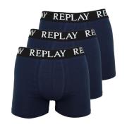 Sporty Boxer Trunks 3-Pack Basic Logo Replay , Blue , Heren