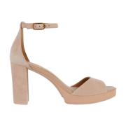 Beige Platte Sandalen voor Vrouwen Geox , Beige , Dames