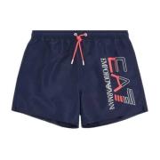 Donkerblauw Logo Zijkant Kostuum Emporio Armani EA7 , Blue , Heren