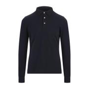 Blauw Polo Shirt met Lange Mouwen Fedeli , Blue , Heren