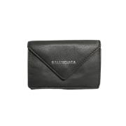 Pre-owned Leather wallets Balenciaga Vintage , Gray , Dames