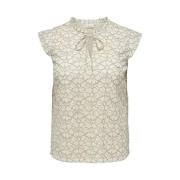 Frill Top in Bone White Only Carmakoma , Beige , Dames