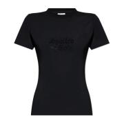 T-shirt met logo Vetements , Black , Dames