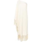 Ivoor Wit Fringed One-Shoulder Jurk Taller Marmo , Beige , Dames