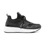 Zwarte Sneakers Textuurafwerking Paneelontwerp Emporio Armani EA7 , Bl...