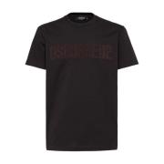 Kristalversierde Crew Neck T-shirt Dsquared2 , Black , Heren