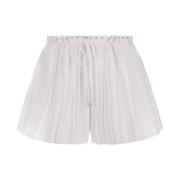 Witte Geplooide Trekkoordshorts met Studs Paco Rabanne , White , Dames