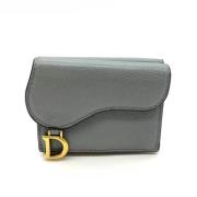 Pre-owned Leather wallets Dior Vintage , Gray , Dames