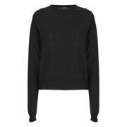 Zwarte Virgin Wool Trui Ronde Hals Rick Owens , Black , Dames