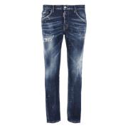 Blauwe Katoenen Jeans met Gescheurde Details Dsquared2 , Blue , Heren