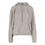 Beige Hoodie met Jacquard Ribgebreid Giorgio Armani , Beige , Dames