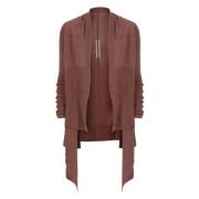 Bruine Wol Vest Ronde Hals Lange Mouwen Rick Owens , Brown , Dames