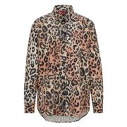 Leopard Print Boyfriend Shirt Hugo Boss , Multicolor , Dames