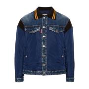 Navy Blauwe Denim Jack Dsquared2 , Blue , Heren