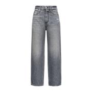 Grijze Gewassen Denim Straight Leg Jeans Pinko , Gray , Dames