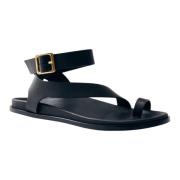 Zwarte leren sandalen Alohas , Black , Dames