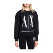 Katoen Vrouw Hoodless Sweatshirt Lente/Zomer Armani Exchange , Black ,...