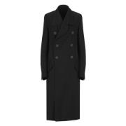 Zwarte Wol Dubbelrijige Jas Vrouwen Rick Owens , Black , Dames