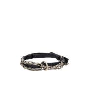 Leren en Zilveren Armband Goti , Black , Dames