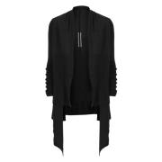 Zwarte Wollen Vest Ronde Hals Lange Mouwen Rick Owens , Black , Dames