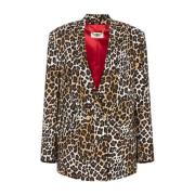 Dierenprint double-breasted jas met brede revers Elisabetta Franchi , ...