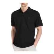 Stretch Pique Button Polo Shirt Calvin Klein , Black , Heren