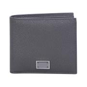 Grijze Bi-Fold Portemonnee met Logo Plaque Dolce & Gabbana , Gray , He...