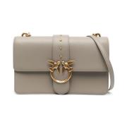 Klassieke Grijze Leren Tas met Gouden Details Pinko , Gray , Dames