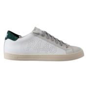 John Denim Leren Sneakers Groene Zool P448 , White , Heren