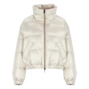 Gewatteerd Donsjack met Messing Detail Brunello Cucinelli , Beige , Da...