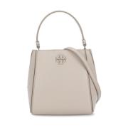 Beige Leren Handtas met Logo Tory Burch , Beige , Dames