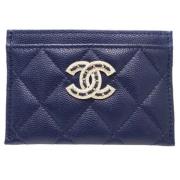 Pre-owned Leather wallets Chanel Vintage , Blue , Dames