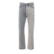 Blauwe Denim Regular-Fit Jeans met Contrastpaneel MM6 Maison Margiela ...