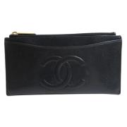 Pre-owned Leather wallets Chanel Vintage , Black , Dames