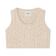 Kabelgebreide Wollen Vest Aeron , Beige , Dames