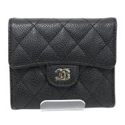 Pre-owned Leather wallets Chanel Vintage , Black , Dames