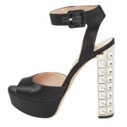 Pre-owned Satin sandals Miu Miu Pre-owned , Black , Dames