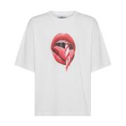 Grafische Mond Print Wit T-shirt Fiorucci , White , Heren