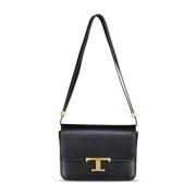 Gouden Gesp Leren Handtas Tod's , Black , Dames