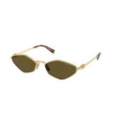 Gouden Frame Bruine Donkere Lenzen Zonnebril Miu Miu , Yellow , Dames